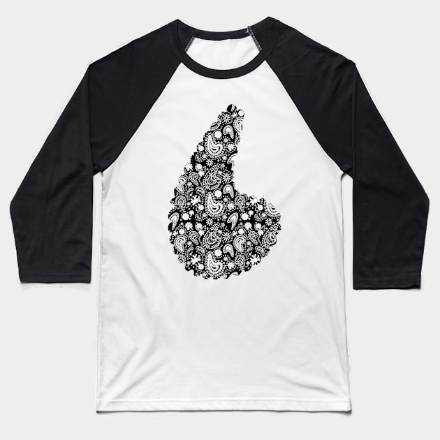 Paisley Power (Black and White) Baseball T-Shirt by RoxanneG